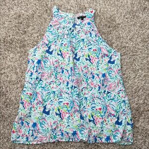 Anne Carson Multicolor Floral Halter Top - Blue Pink Green